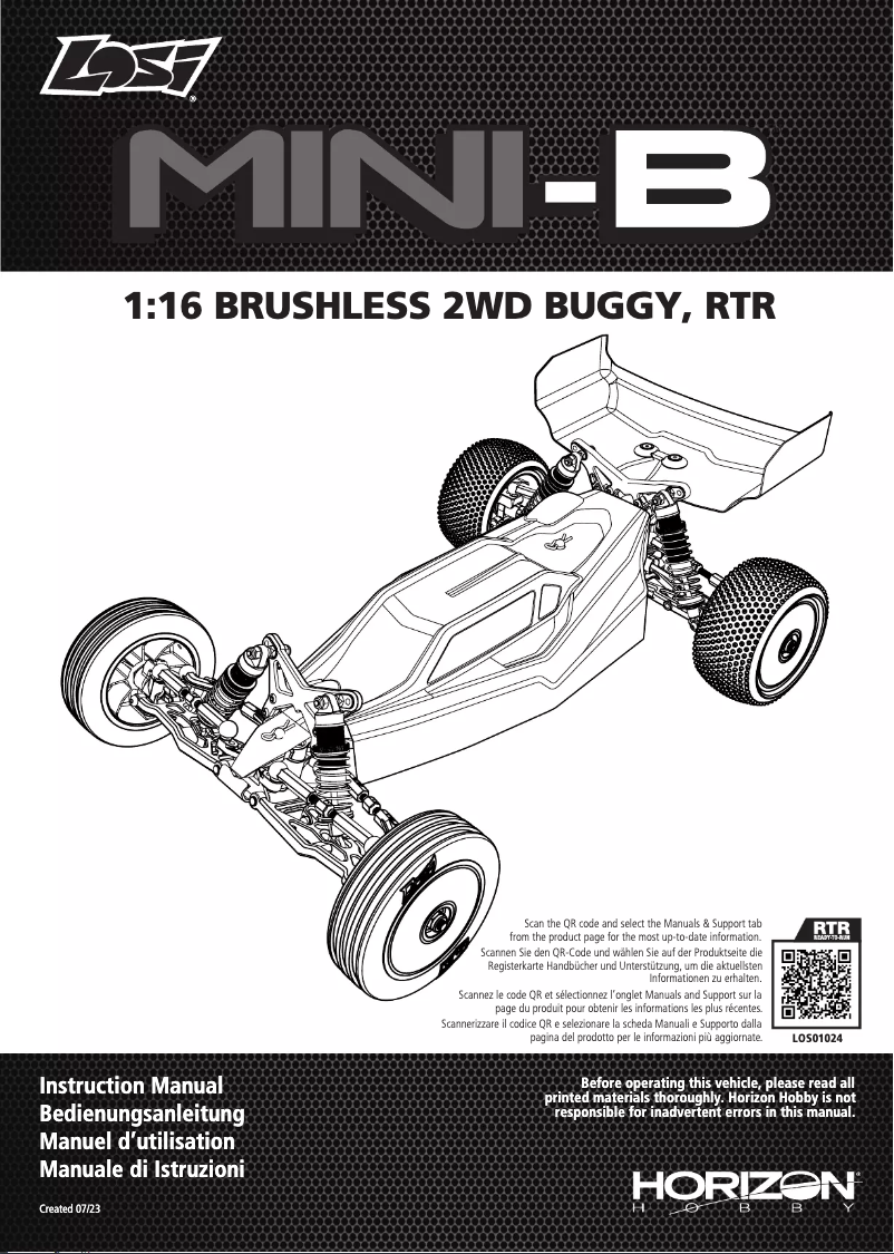 Page 1 of the manual User Manual Losi Mini-B
