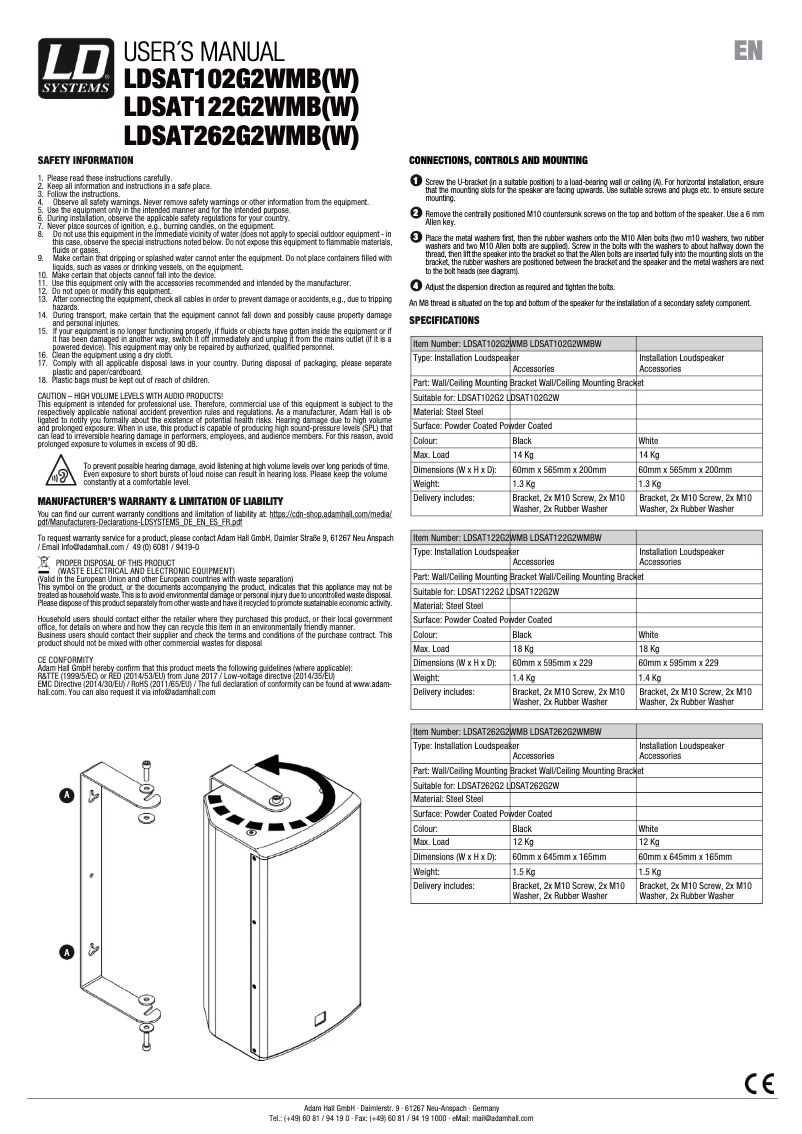 Page 1 of the manual User Manual LD Systems SAT 102 G2 WMB W