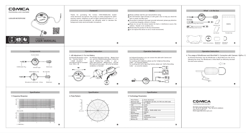 Page 1 of the manual User Manual Comica CVM-V03