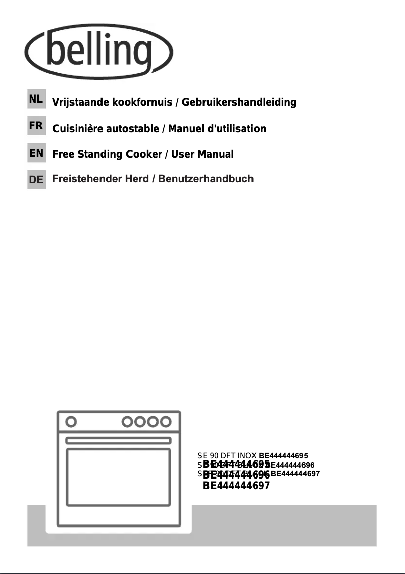 Page 1 of the manual User Manual Belling SE 90 DFT inox