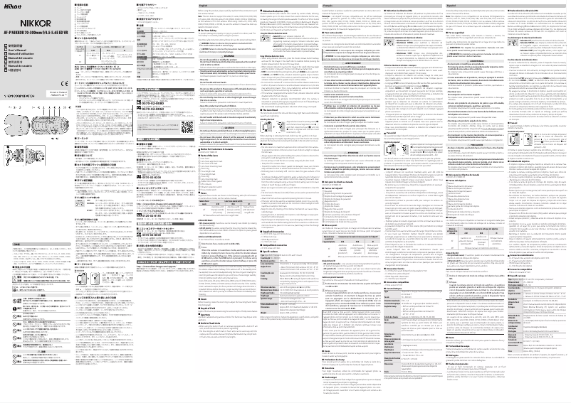 First page image of the manual for AF-P NIKKOR 70-300mm f/4.5-5.6E ED VR