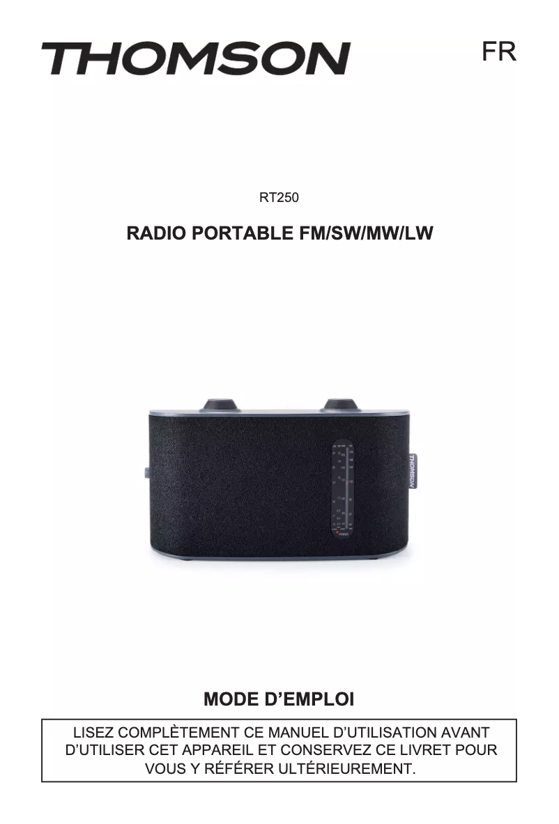 Page 1 of the manual User Manual Thomson RT223