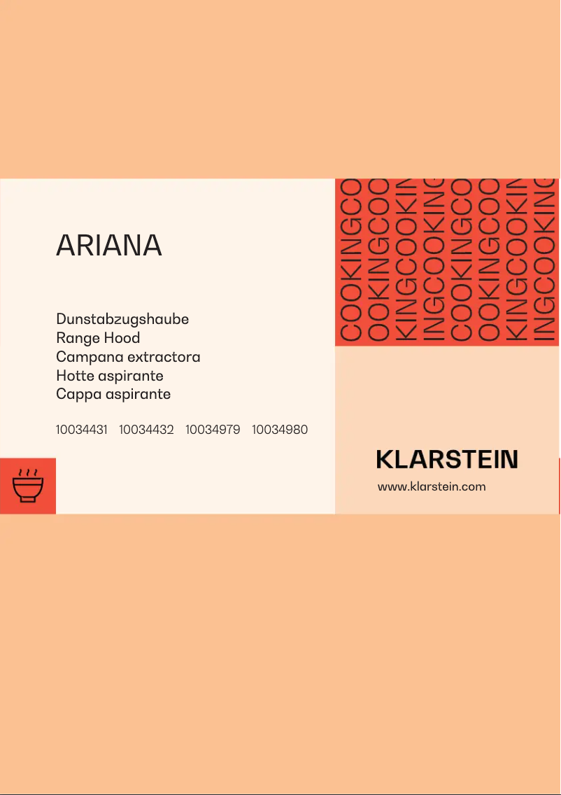 Page 1 of the manual User Manual Klarstein Arianna
