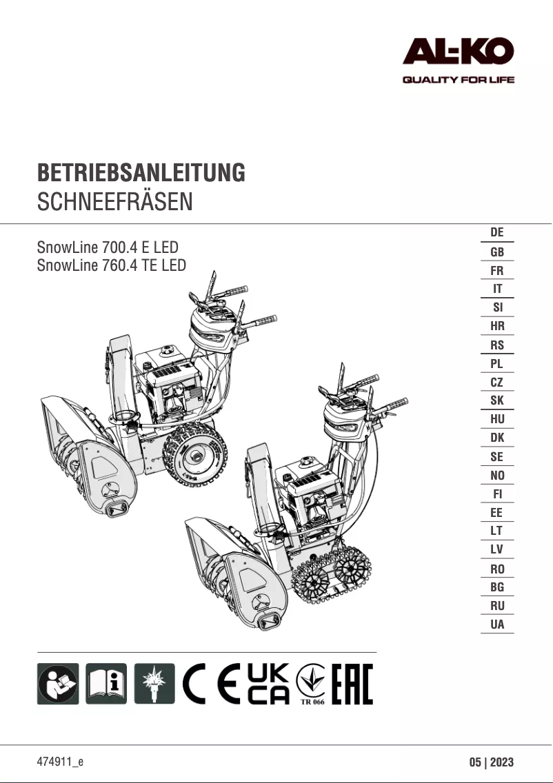 First page image of the manual for SnowLine 700.4 E LED