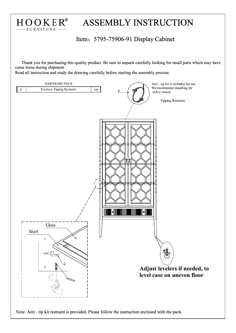Page 1 of the manual User Manual Hooker 5795-75906-91