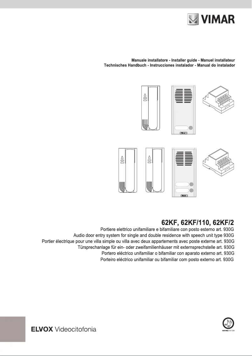 Page 1 of the manual User Manual Vimar ELVOX 62KF/2