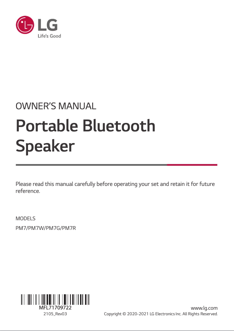 First page image of the manual for PM7