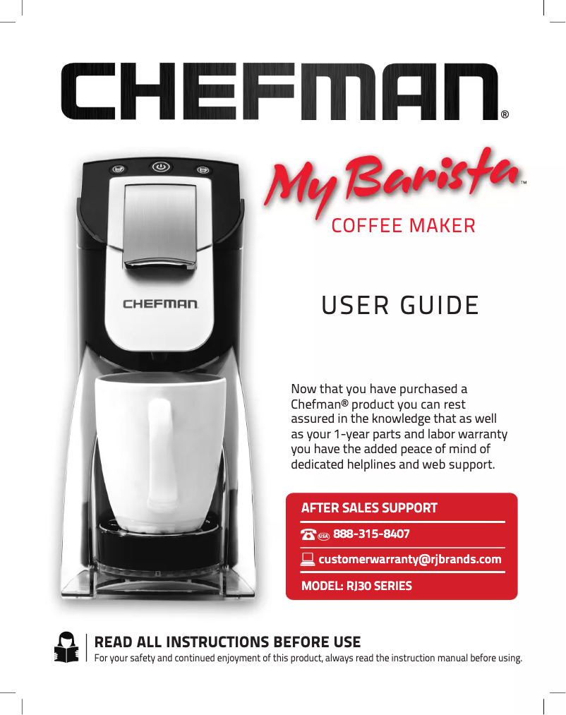 Page 1 of the manual User Manual Chefman My Barista