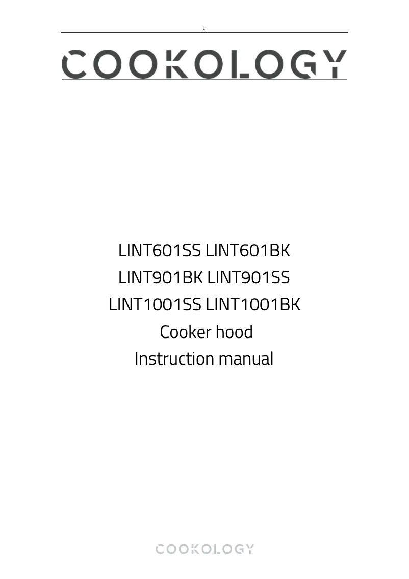 First page image of the manual for LINT901BK