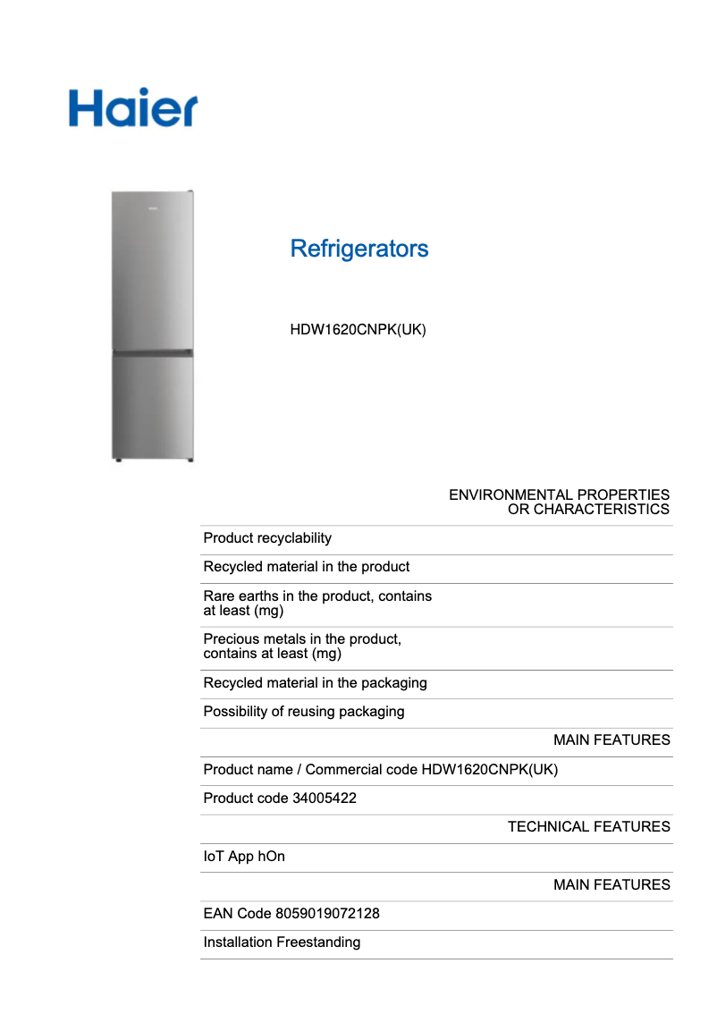 First page image of the manual for HDW1620CNPK
