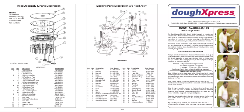 Page 1 of the manual User Manual DoughXpress DX-BMIH-36