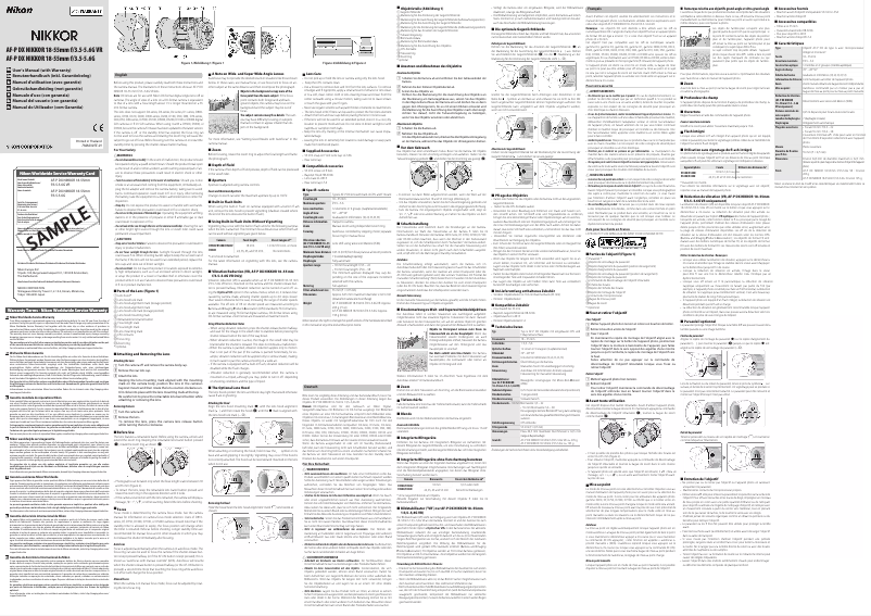 First page image of the manual for Nikkor AF-P DX 18-55mm f/3.5-5.6G