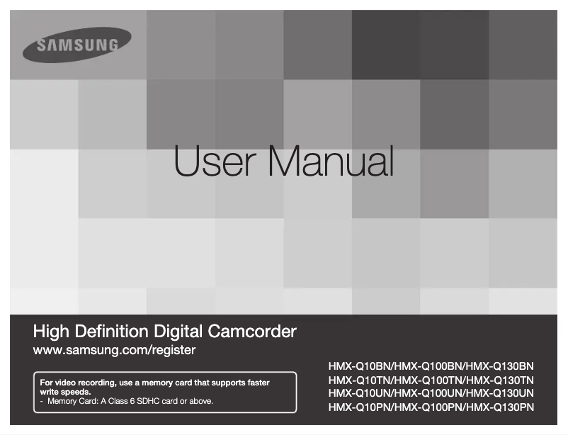 Page 1 of the manual User Manual Samsung HMX-Q10BN