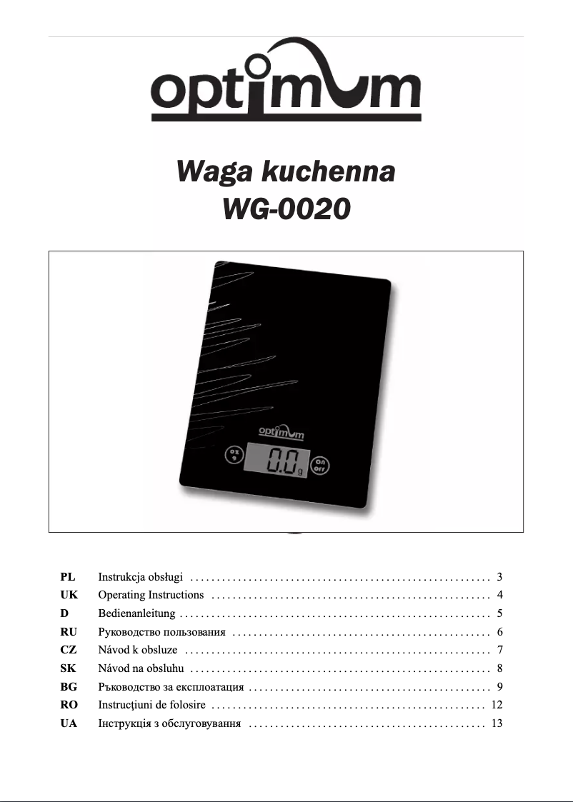 Page 1 of the manual User Manual Optimum WG-0020