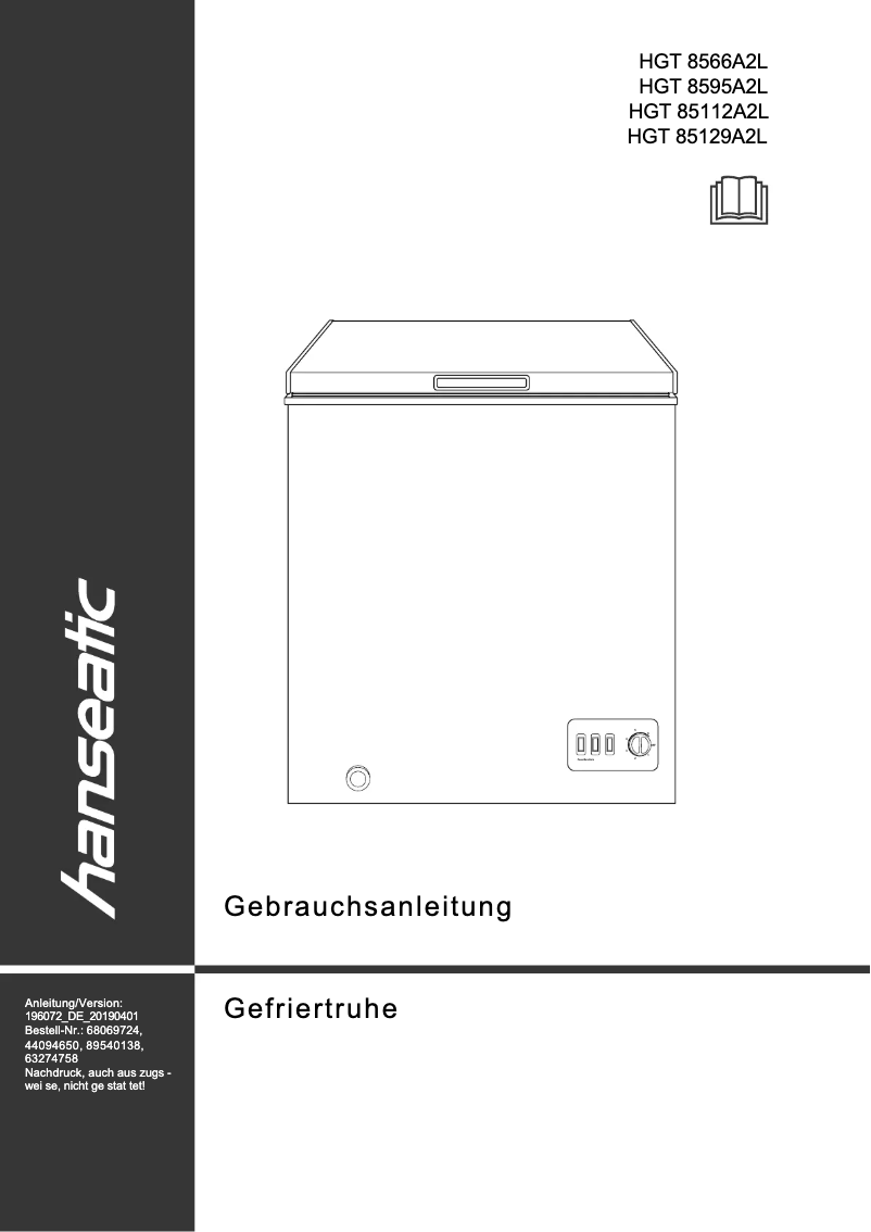 First page image of the manual for HGT8595A2L