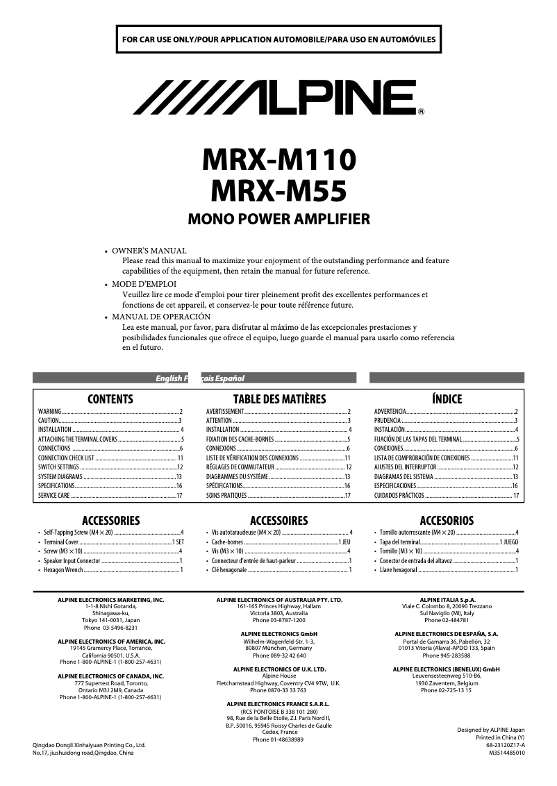 Page 1 of the manual User Manual Alpine MRX-M55