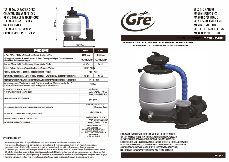 Page 1 of the manual User Manual Gre FS320