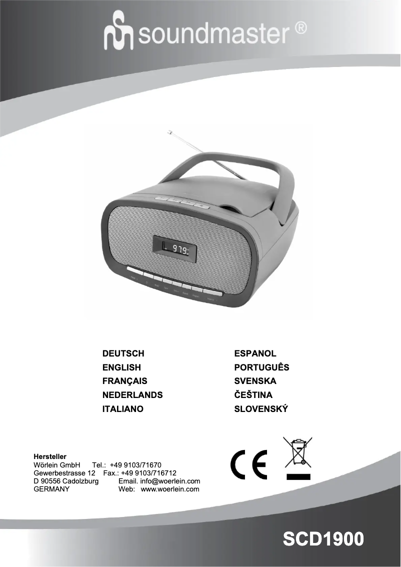 First page image of the manual for SCD1900