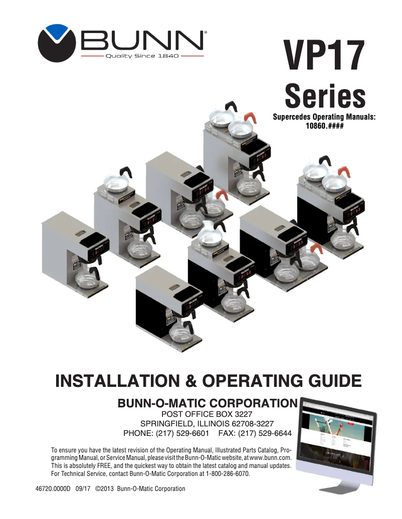 First page image of the manual for VP17-3T