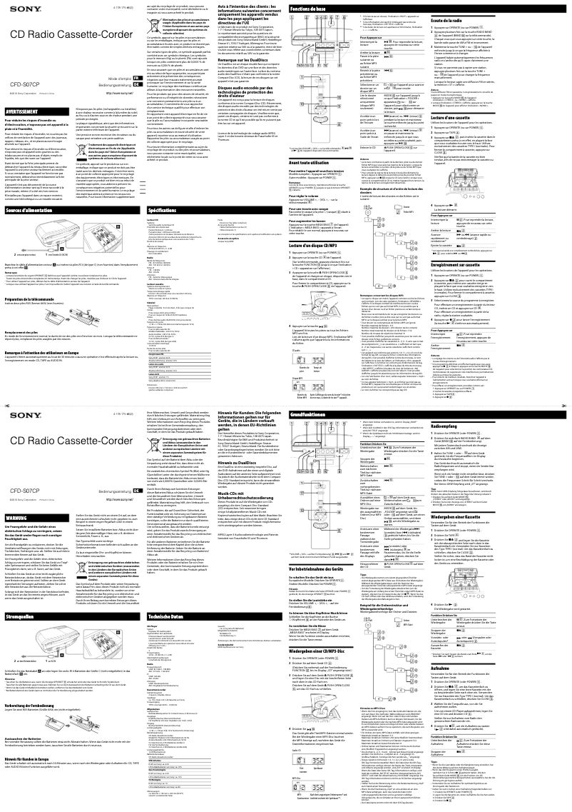 First page image of the manual for CFD-S07CP