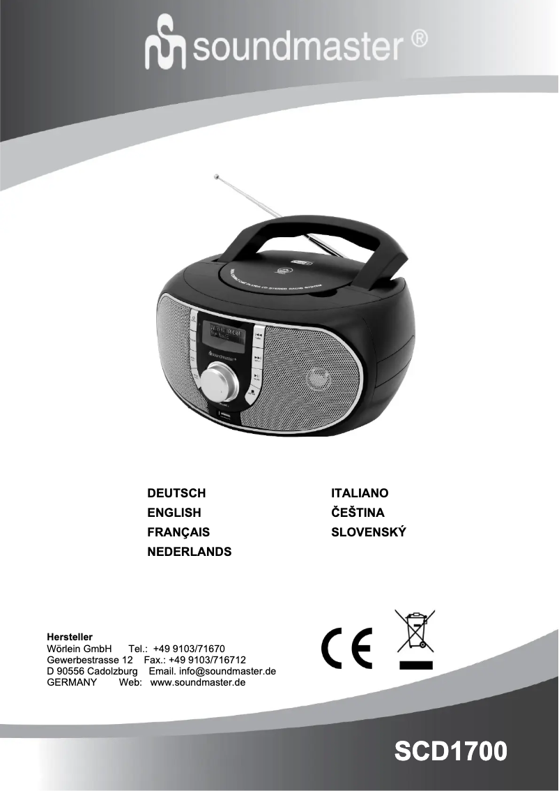 First page image of the manual for SCD1700