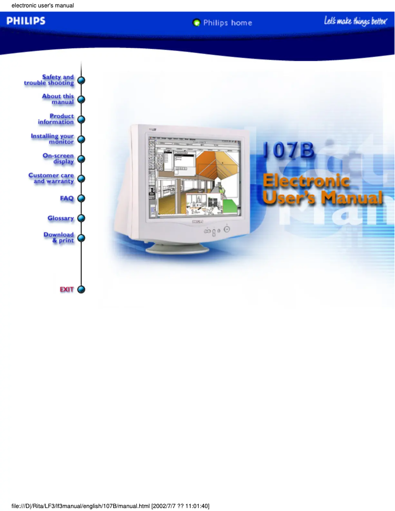 First page image of the manual for 107B4