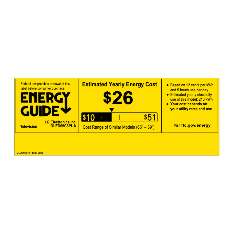 Page 1 of the manual Energy Label LG OLED65C3PUA