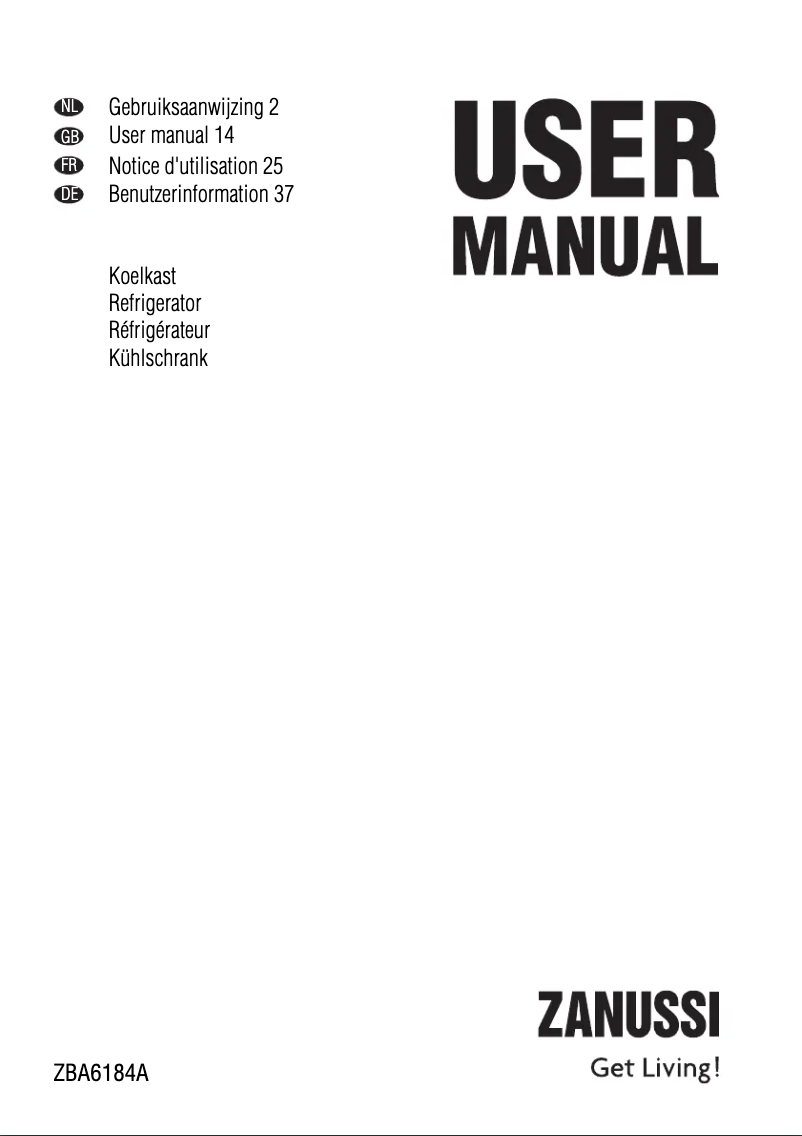 First page image of the manual for ZBA6184A