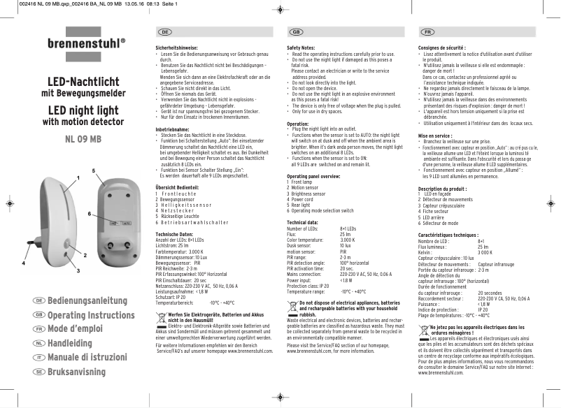 Page 1 de la notice Manuel utilisateur Brennenstuhl 1173280