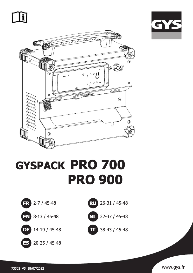 First page image of the manual for Gyspack PRO 700