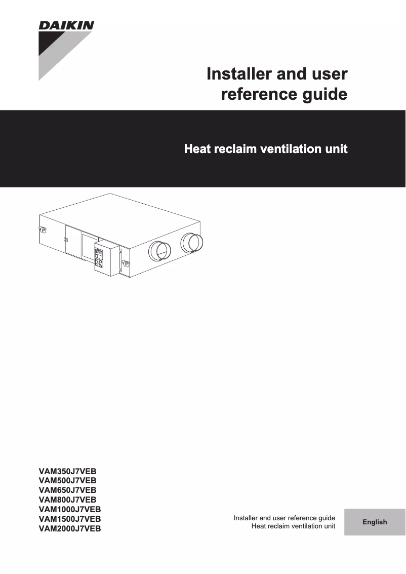 Page 1 of the manual User Manual Daikin VAM1500J7VEB