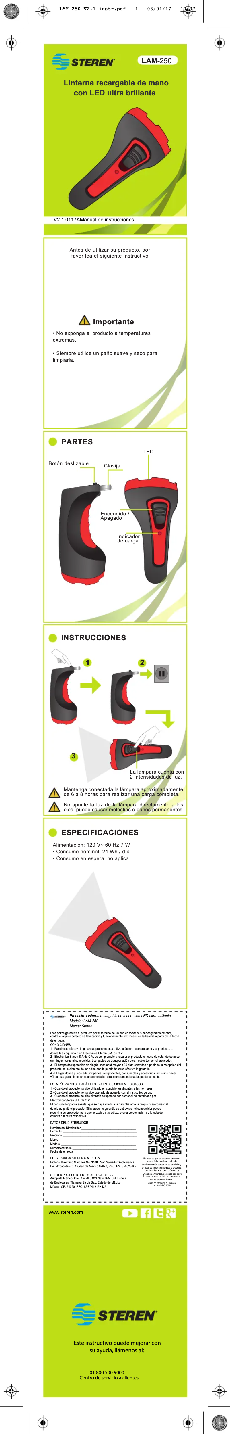 First page image of the manual for LAM-250