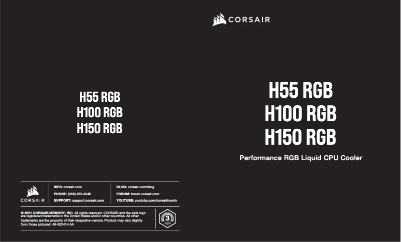 First page image of the manual for H150 RGB