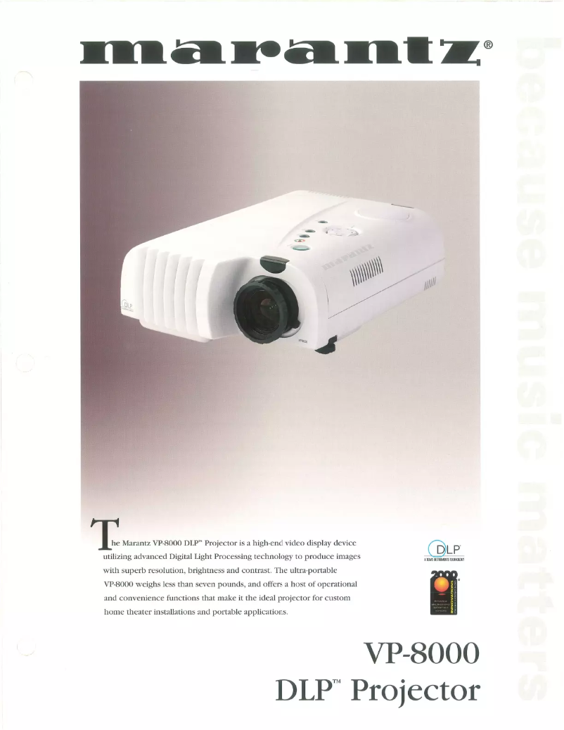 First page image of the manual for VP8000