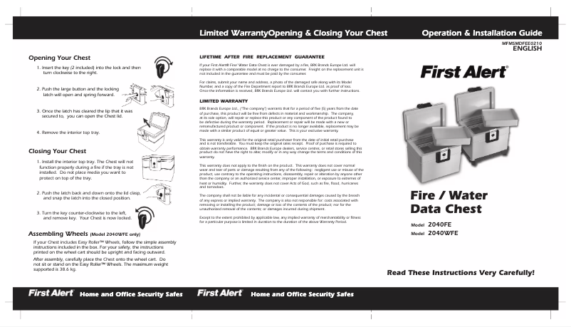 First page image of the manual for 2040FE