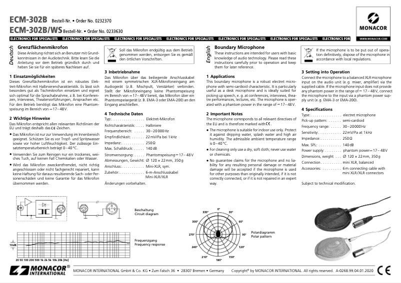 First page image of the manual for ECM-302B