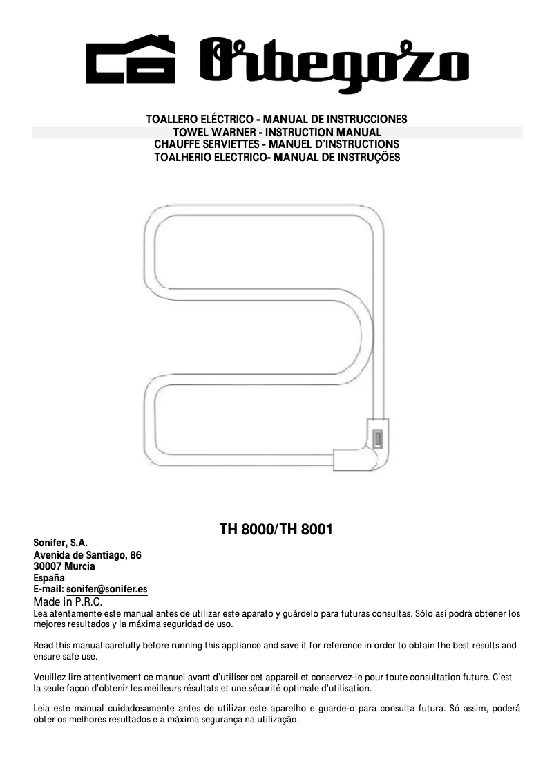 First page image of the manual for TH 8000