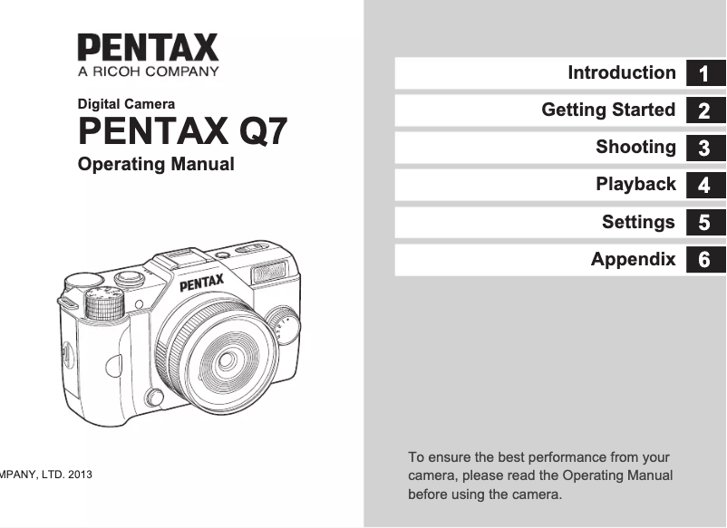 First page image of the manual for Q7