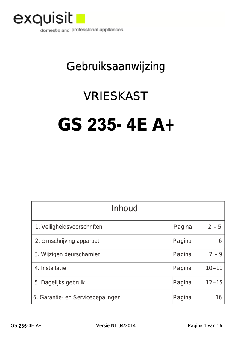 First page image of the manual for GS235-4EA+