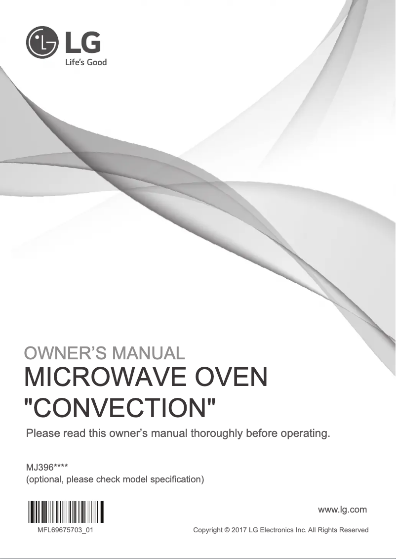 First page image of the manual for MJ3965BGS