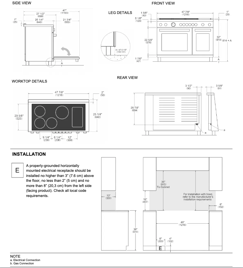 Page 1 of the manual Installation Guide Bertazzoni PRO486IGFEPXT
