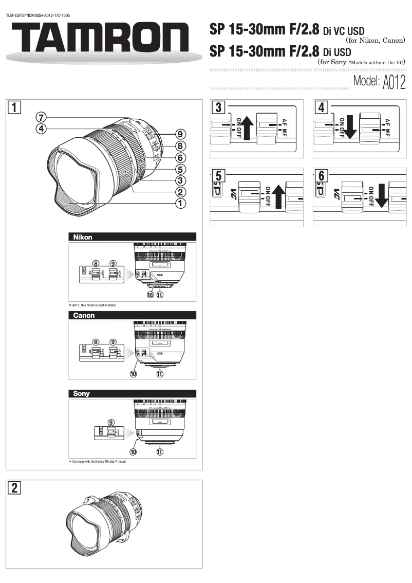 First page image of the manual for SP 15-30mm F/2.8 Di VC USD