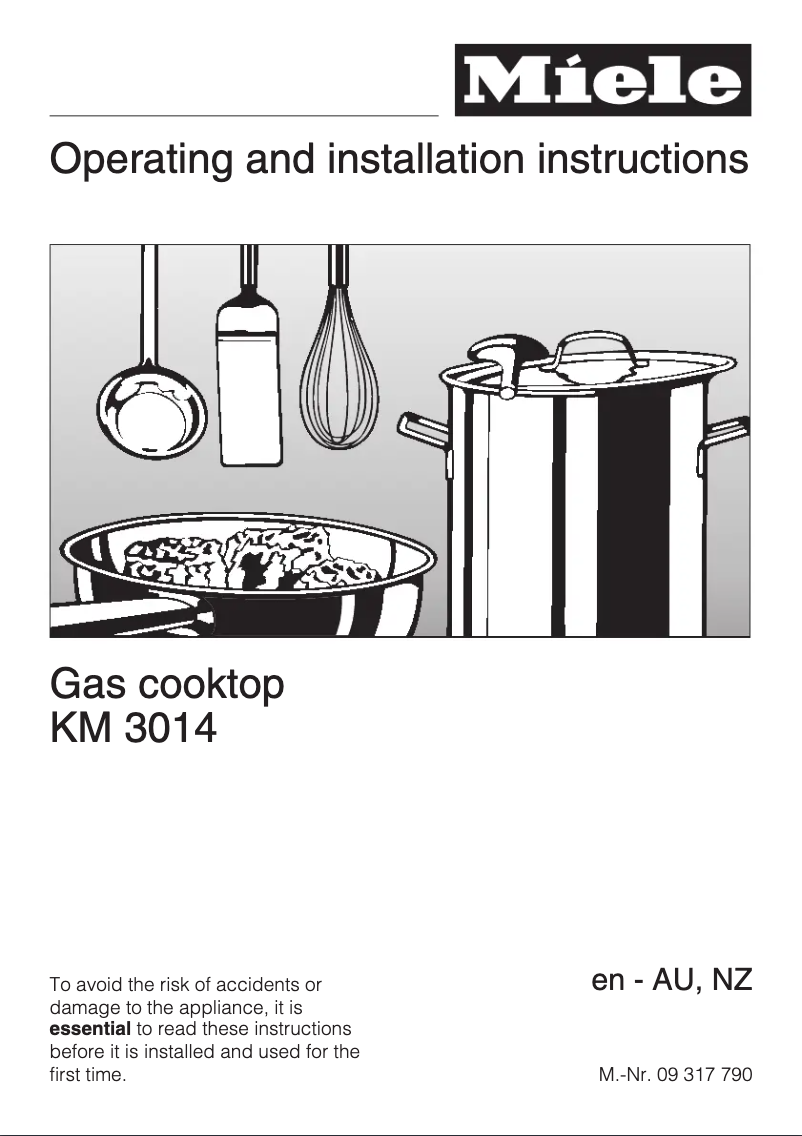 First page image of the manual for KM 3014