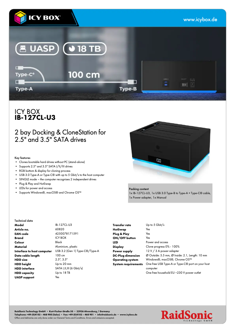 First page image of the manual for IB-127CL-U3