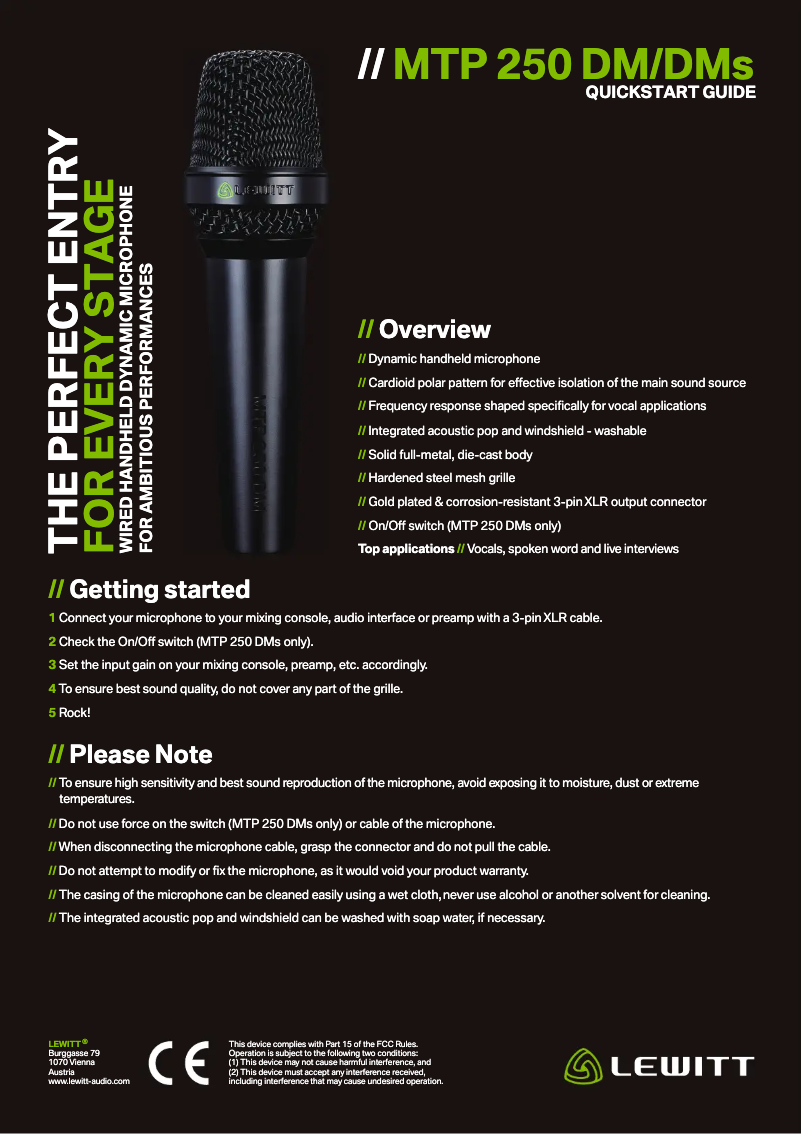 Page 1 of the manual User Manual Lewitt MTP 250 DMs