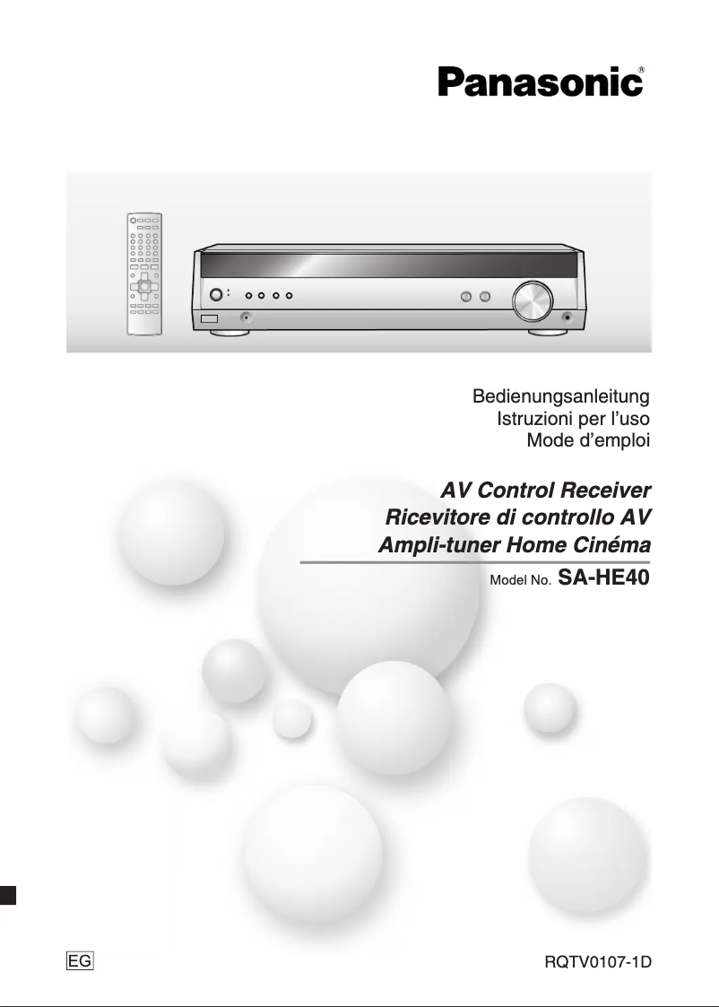 Page 1 of the manual User Manual Panasonic SA-HE40