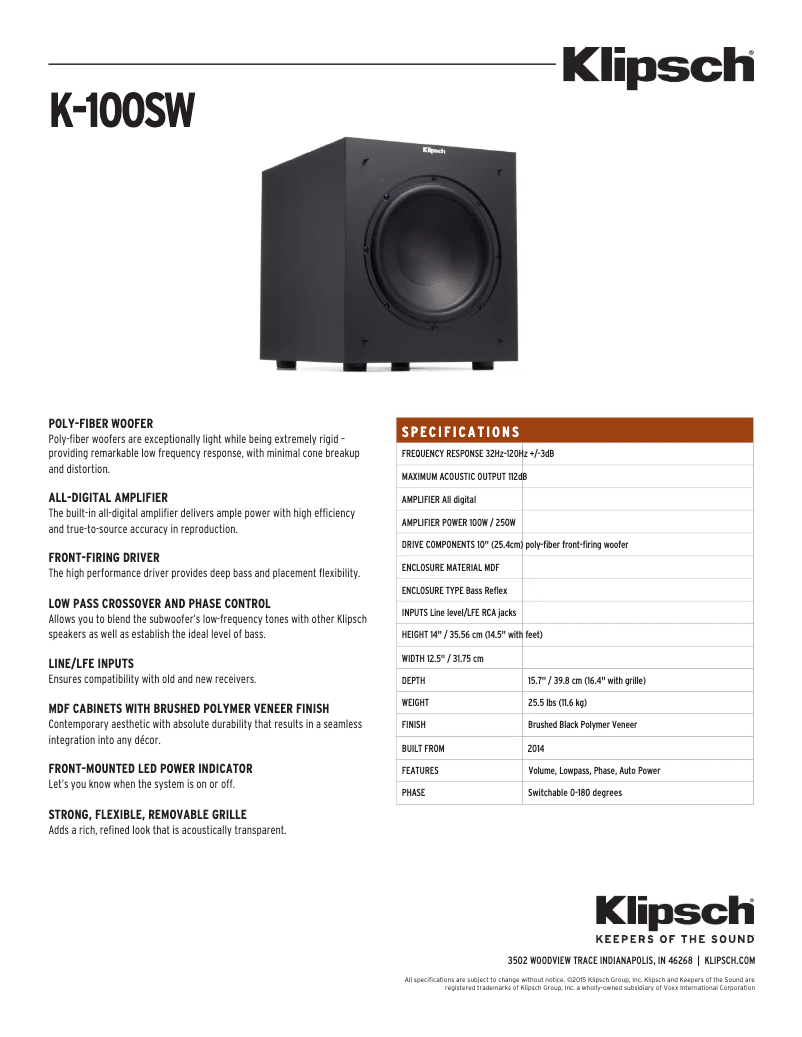 First page image of the manual for K-100SW