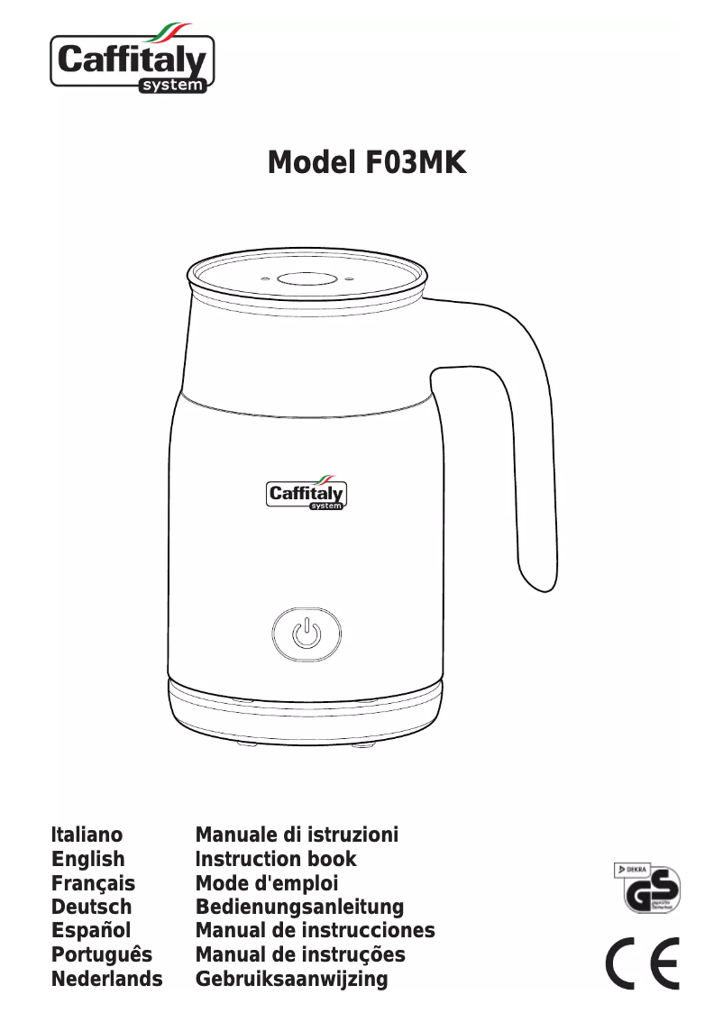 Page 1 of the manual User Manual Caffitaly F03MK