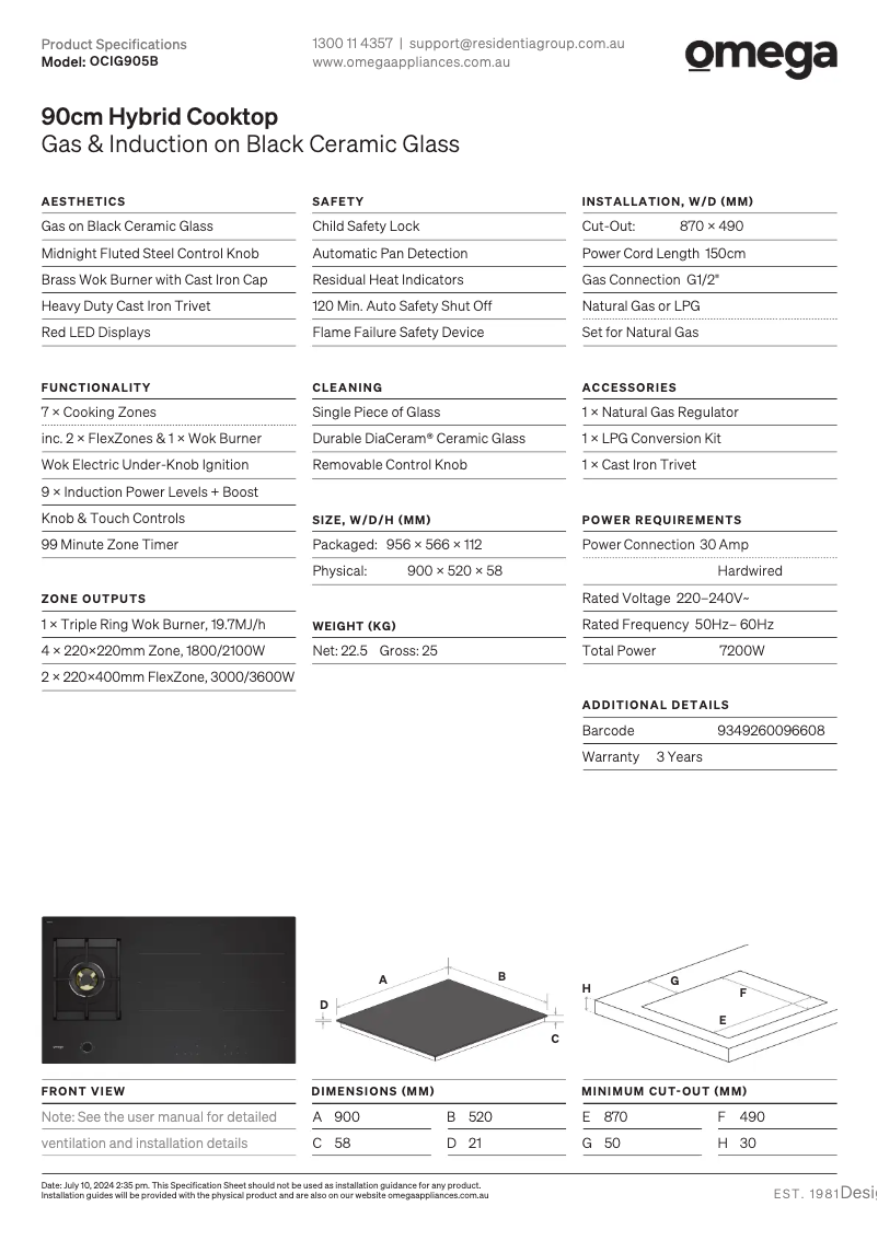 First page image of the manual for OCIG905B