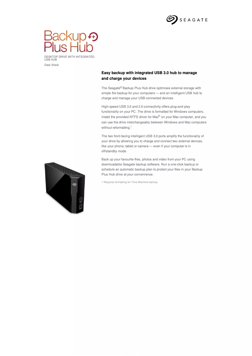 Image de la première page du manuel de l'appareil Backup Plus Hub